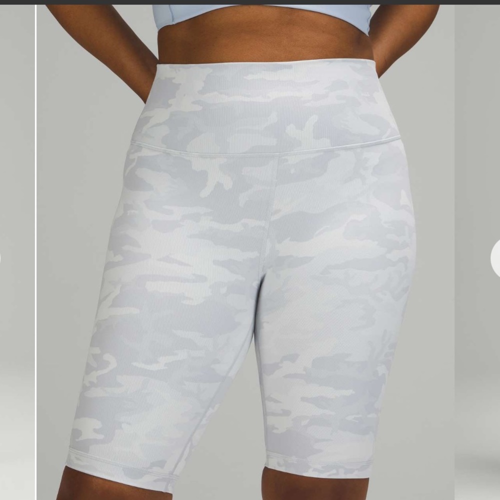 Lululemon wunder under 10' bike short incognito camo alpine white